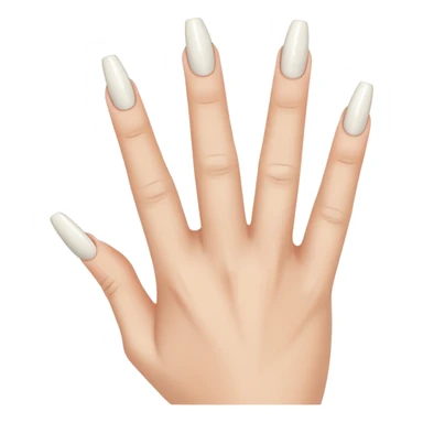 Regular hand, back of hand, raised middle finger only, woman’s hand, caucasian, long coffin, shaped nails, French manicure sticker