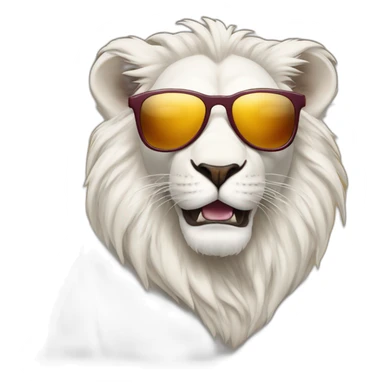 white lion wearing sunglasses and drinking wine sticker