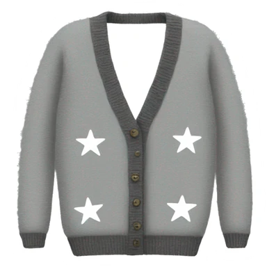 cardigan with three grey stars on both sleeves sticker
