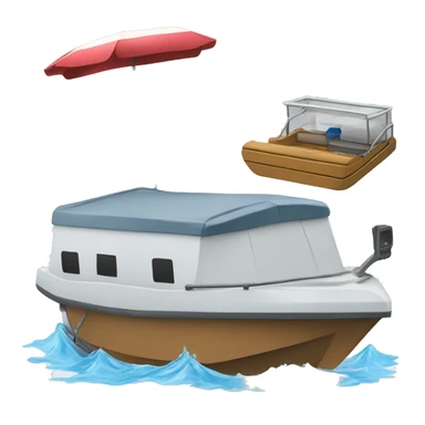 Pontoon boat on water sticker