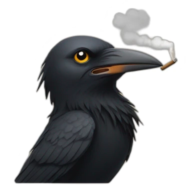 a crow smoking a cigarrete sticker