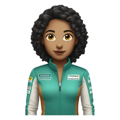 young woman formula 1 driver with black curly hair and light brown skin sticker
