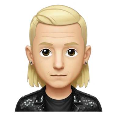 Chester Bennington with blonde hair, black sequin shirt sticker