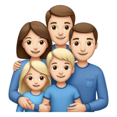 cute family, 2 parents and 2 kids smiling together sticker