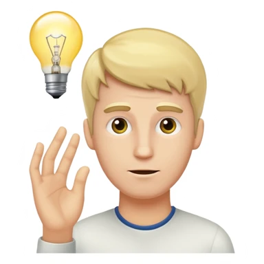 white man with light bulb over head, came up with idea sticker