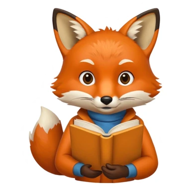 Fox reading a book sticker