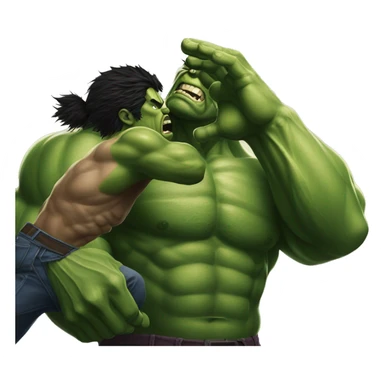 very large hulk beating down wolverine sticker