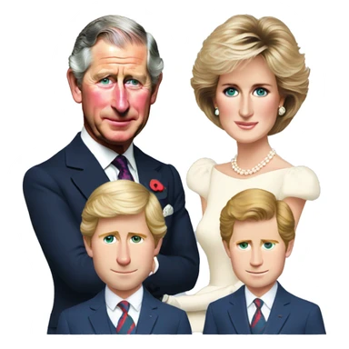 prince charles and princess diana and harry and william sticker