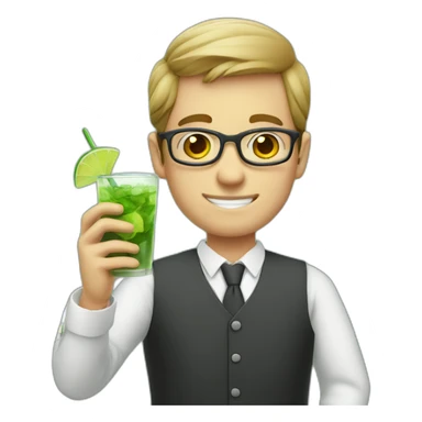 teacher boy with blackboard drinking mojito sticker