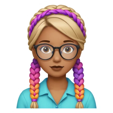 colorful braided hair girl with glasses sticker