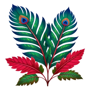 Still life, Hyperrealism, Peacock Begonia, upclose view of feathers sticker