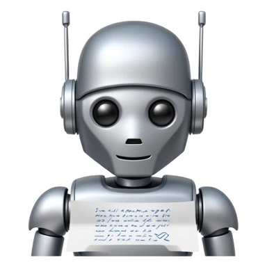 A robot writes text on paper sticker