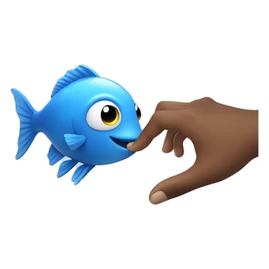 lit. one hand touches the blue fish sticker