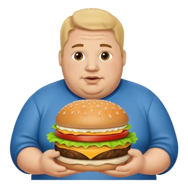 fat guy holding burger sticker