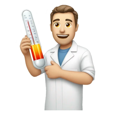 man, fever, high temperature thermometer sticker