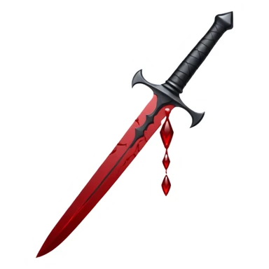 iOS emoji, dark fantasy dagger, obsidian blade, runes, blood drop, clean render, minimalism sticker