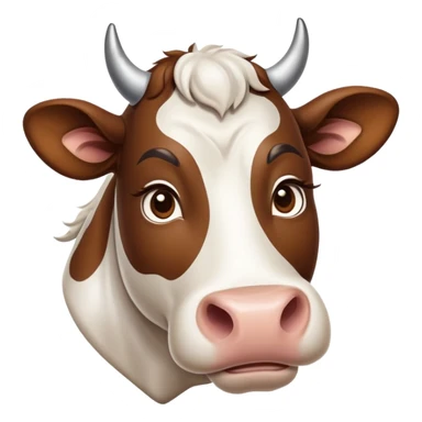 cinematic-noble-brown-and-white-cow-portrait-emoji,-poised-and-regal,-with-a-large,-sturdy-build-and-a-beautifully-patterned-hide-of-rich-brown-accented-by-crisp-white-patches,-deep-set-soulful-brown-eyes,-simplified-yet-sharp-and-sophisticated sticker