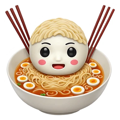 make the bowl of the ramen with a cute face and no face on the noodles and 2 chopsticks only sticker