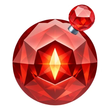 Red crystal with a red glow coming from its center. In the center of the crystal a $ sticker