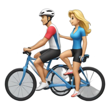 cristiano avec sa femme sur caddie de cours sur un velo sticker