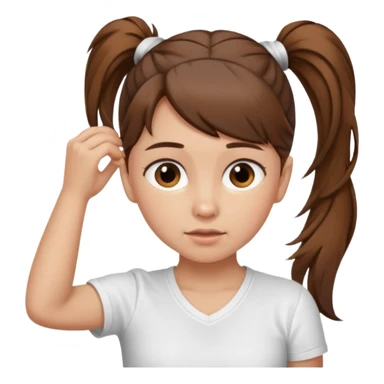 Normal skinned, tiny nosed, brown haired girl with Tying a ponytail sticker