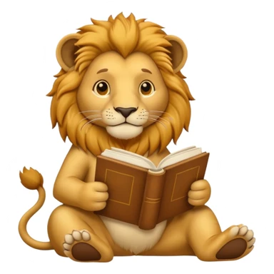 lion reading a book sticker