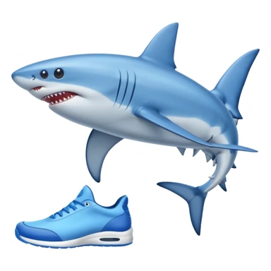 A blue shark wearing 2 blue shoes sticker
