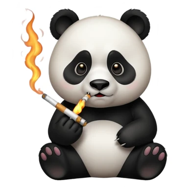 A panda smoking a cigarette looking scared sticker
