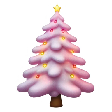 Snowy pink Christmas tree with colorful string lights sticker