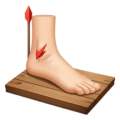 tavolo con freccia verso un piede sticker