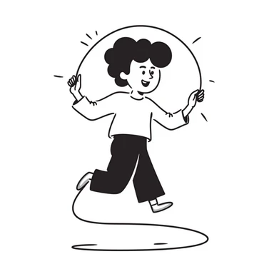 playful hand drawn sketch of a person jumping rope sticker