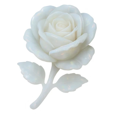 white Opal crystal rose flower, remove background sticker