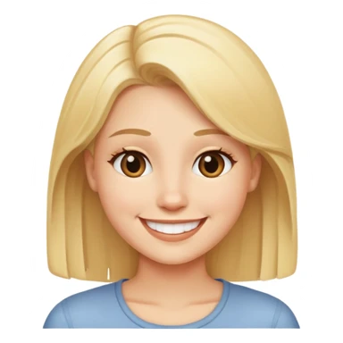 blonde person with a friendly smile sticker