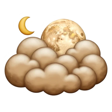 beige moon and brown cloud sticker