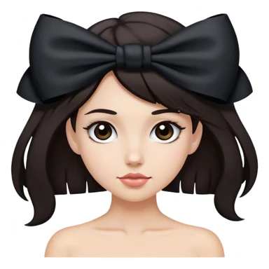 dark hair luxury female wearing black bow in hair sticker