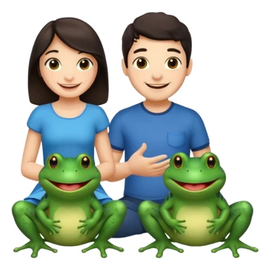 Bufo with two best friends one a girl dark hair other man dark hair no as frogs sticker