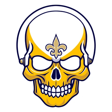 skull wearing New Orleans Saints helmet in black and gold sticker