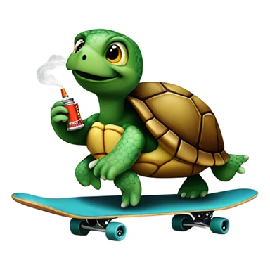 Turtle on a skateboard with a cigarette sticker