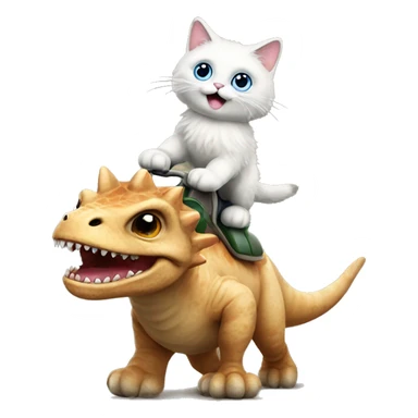 Ragdoll cat riding a dinosaur  sticker