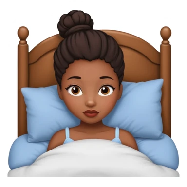 A black girl with edges and plump lips and long lashes with a bun in her bed sticker