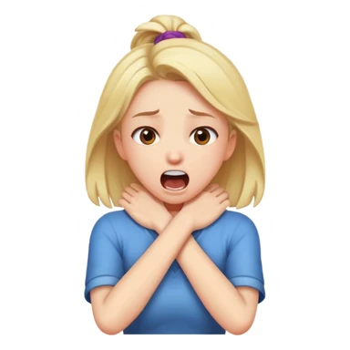 Girl with crossed arms grabbing her neck screaming  sticker