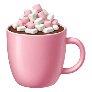 hot chocolate in a pink mug with mini marshmallows floating on top sticker