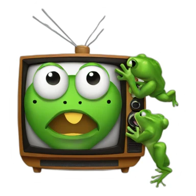 Television boxing 2 frogs sticker