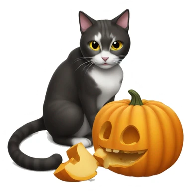 Cat eating a pumpkin sticker