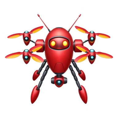 red Flying robot, small propellers, glowing eyes sticker