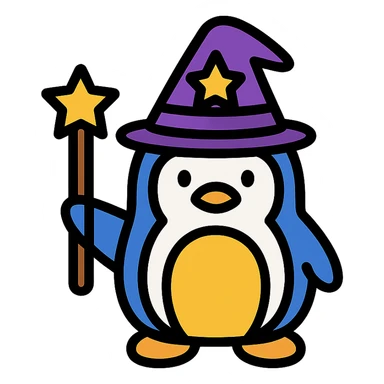 A penguin wizard sticker