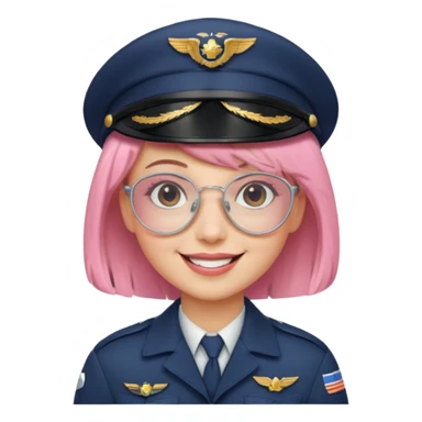 Captain Rosie – pilot with short pastel-pink bob and aviator glasses sticker