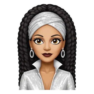 Sheila E with white sequin outfit sticker