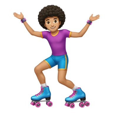 man afro hair disco clothe and roller skate sticker