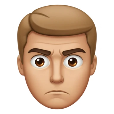 stern serious face with furrowed brow sticker